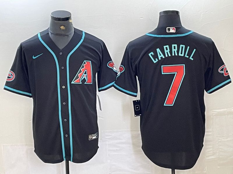 Men Arizona Diamondback 7 Carroll Black Game Nike 2024 MLB Jersey